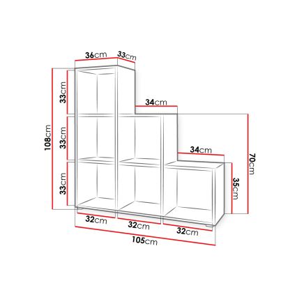 Bookcase TRIO 108x105 cm oak sonoma