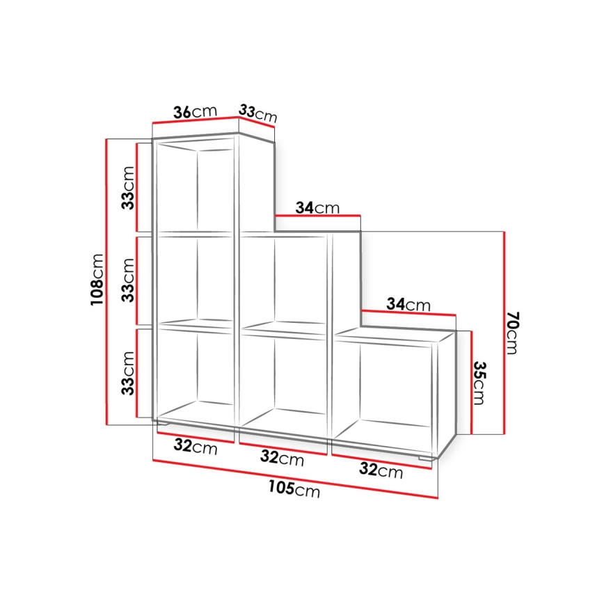 Bookcase TRIO 108x105 cm white