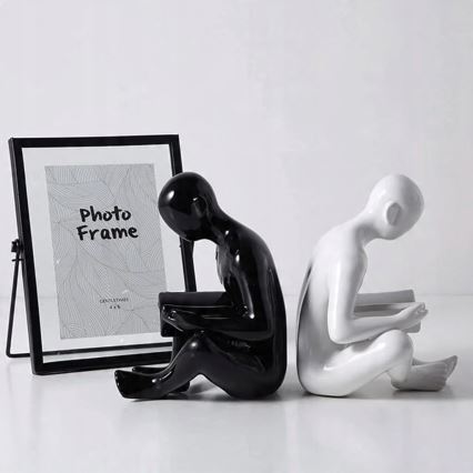 Bookend 17.5x13x14 cm black/white