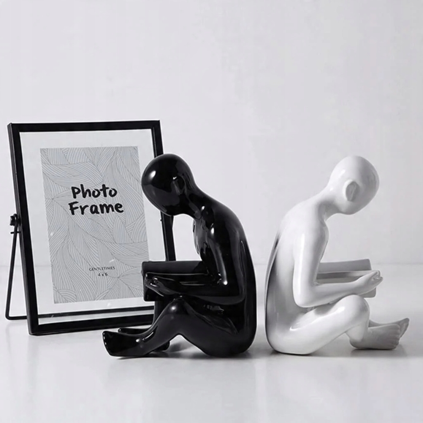 Bookend 17.5x13x14 cm black/white