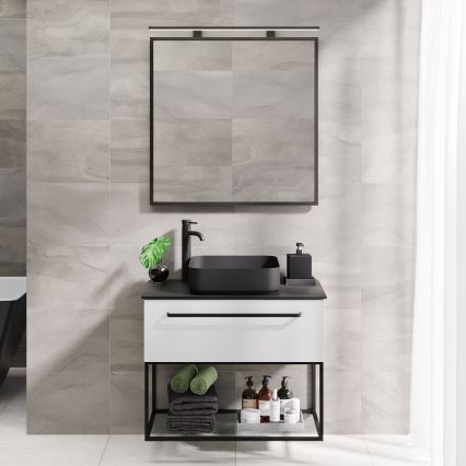 BORGSTED 80x80 cm Bathroom Mirror, Black