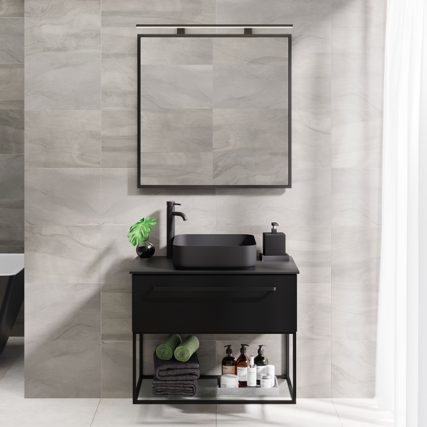 BORGSTED 80x80 cm Bathroom Mirror, Black