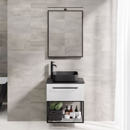 BORGSTED Bathroom Mirror 60 x 80 cm, Black