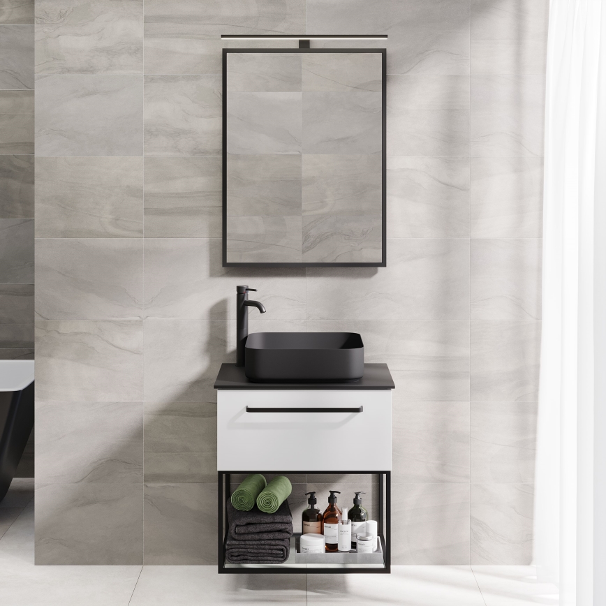 BORGSTED Bathroom Mirror 60 x 80 cm, Black