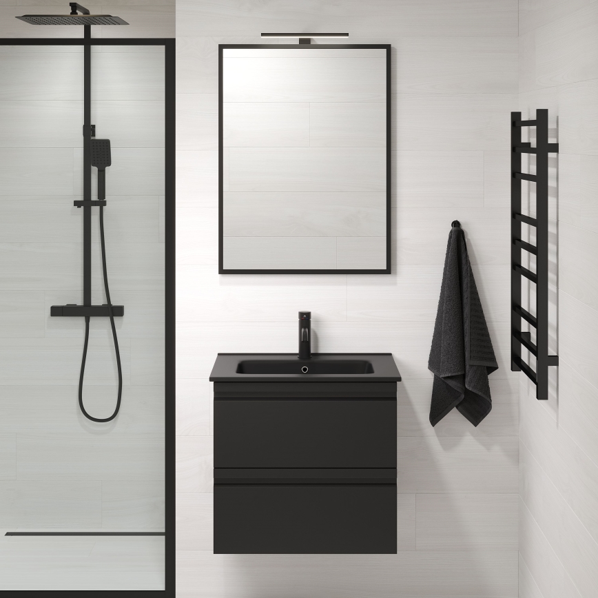 BORGSTED Bathroom Mirror 60 x 80 cm, Black