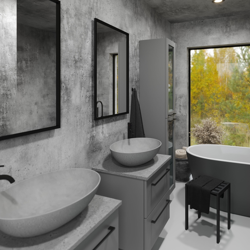 BORGSTED Bathroom Mirror 60 x 80 cm, Black