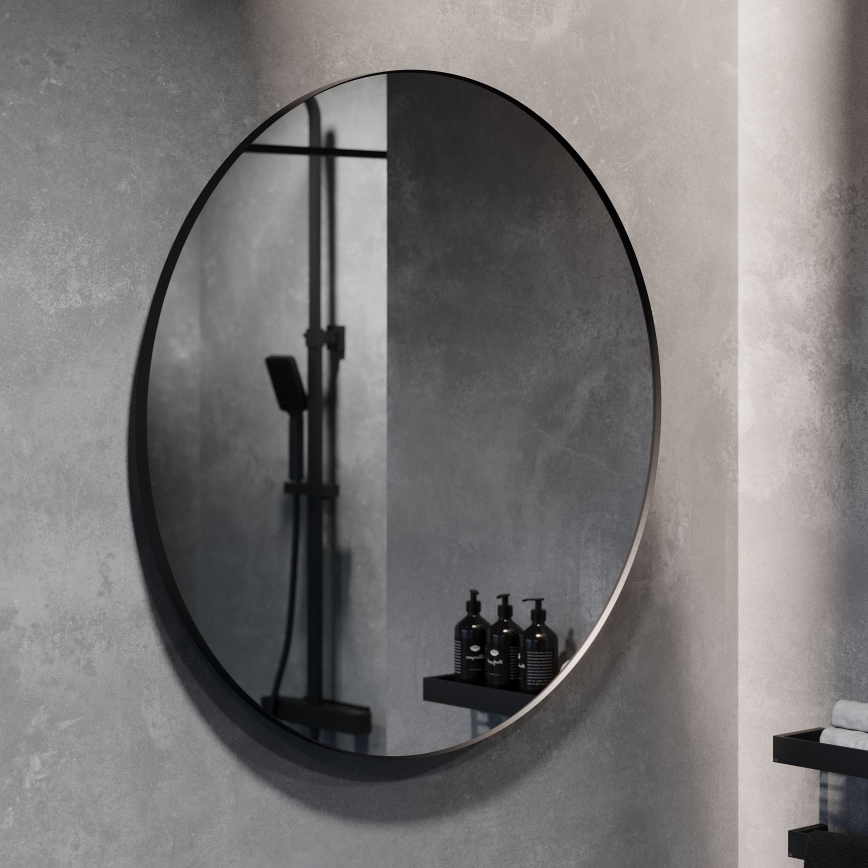 BORGSTED Bathroom Mirror, 80 cm diameter, Black