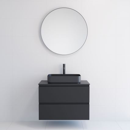 BORGSTED Bathroom Mirror, 80 cm diameter, Black