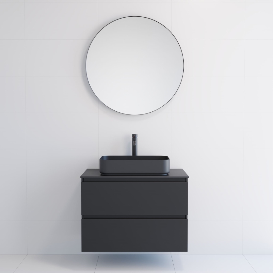 BORGSTED Bathroom Mirror, 80 cm diameter, Black