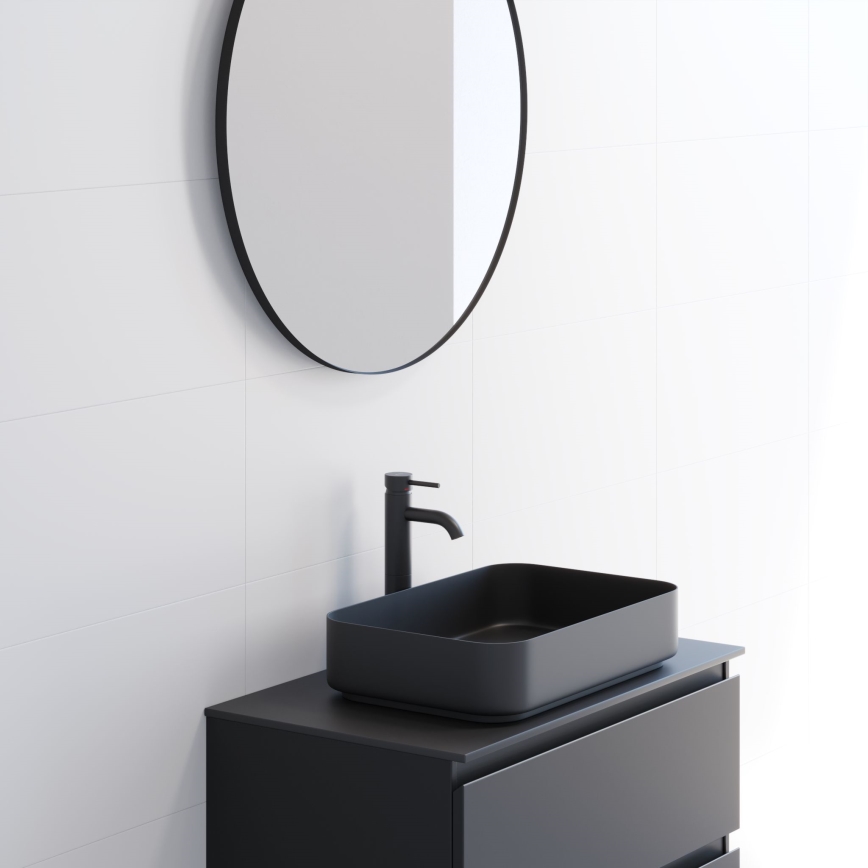 BORGSTED Bathroom Mirror, 80 cm diameter, Black
