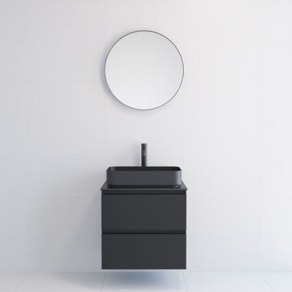 BORGSTED Bathroom Mirror, Ø 60 cm, Black