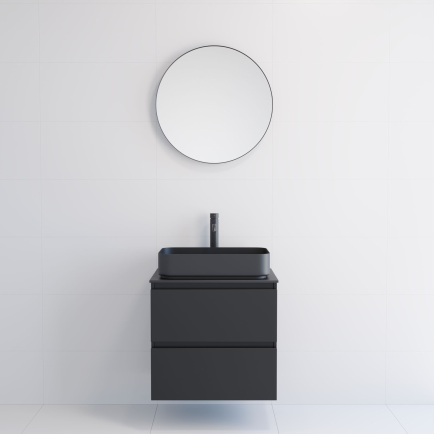 BORGSTED Bathroom Mirror, Ø 60 cm, Black