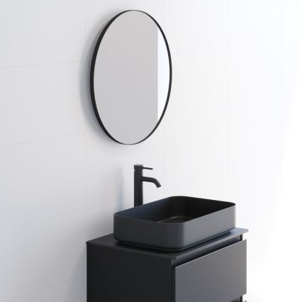 BORGSTED Bathroom Mirror, Ø 60 cm, Black