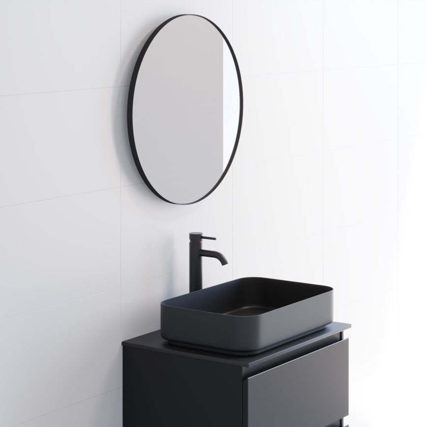 BORGSTED Bathroom Mirror, Ø 60 cm, Black