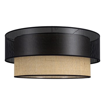 BORHO Ceiling Lamp 1x E27, 60W, 230V, Ø 50 cm, Black/Jute