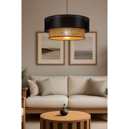 BORHO Cord Pendant Light 1xE27/60W/230V Ø 50 cm Black/Jute