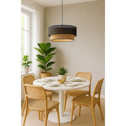 BORHO Cord Pendant Light 1xE27/60W/230V Ø 50 cm Black/Jute