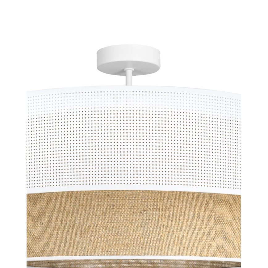 BORHO Flush-mount Ceiling Light 1xE27/60W/230V, dia. 40 cm, White/Jute