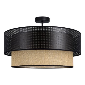 BORHO Flush-mount ceiling light 1xE27/60W/230V Ø 40 cm Black/Jute