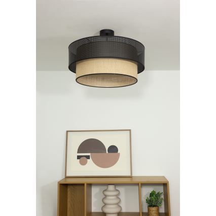 BORHO Flush-mount ceiling light 1xE27/60W/230V Ø 40 cm Black/Jute