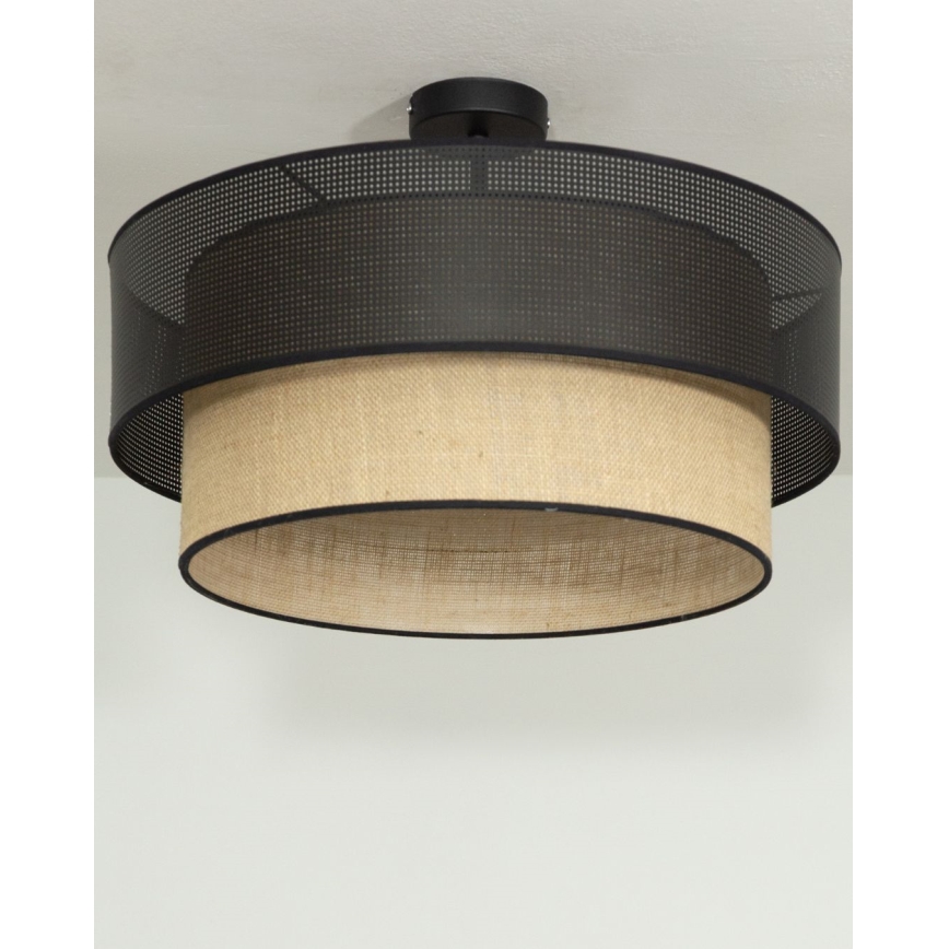 BORHO flush-mount chandelier 1xE27/60W/230V black/jute