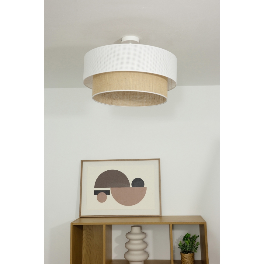 BORHO flush-mounted ceiling light 1xE27/60W/230V Ø 50 cm white/jute