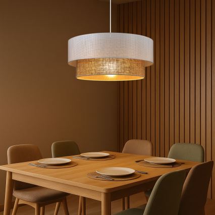 BORHO pendant light on cable 1xE27/60W/230V Ø 50 cm white/jute