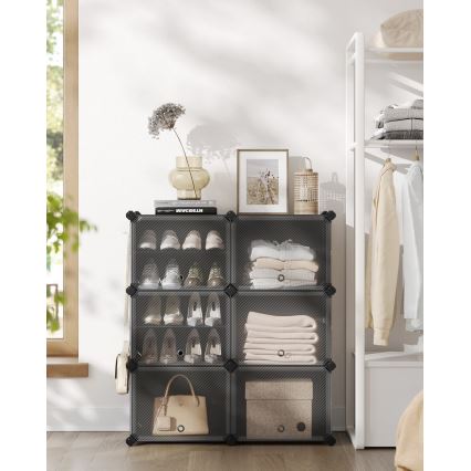 BOXIFY Modular Shelving Unit with Compartments, Black