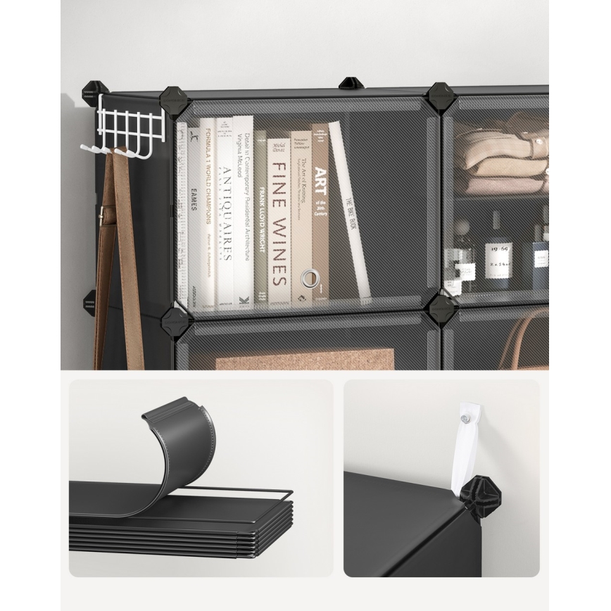 BOXIFY Modular Shelving Unit with Compartments, Black