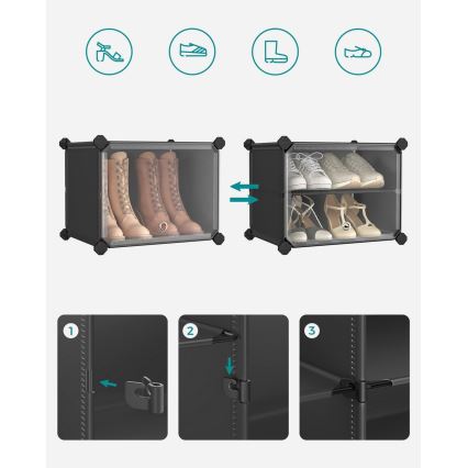 BOXIFY Modular Shelving Unit with Compartments, Black