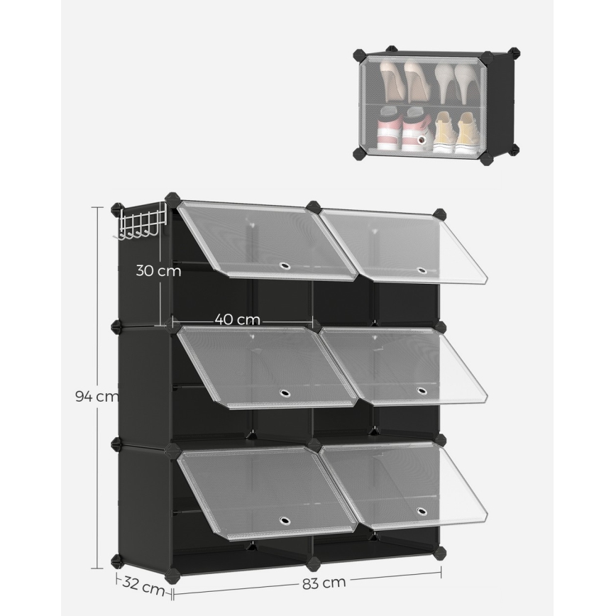 BOXIFY Modular Shelving Unit with Compartments, Black