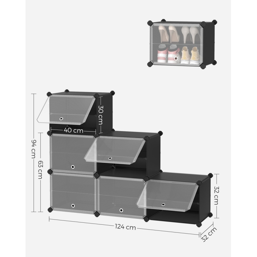 BOXIFY Modular Shelving Unit with Compartments, Black