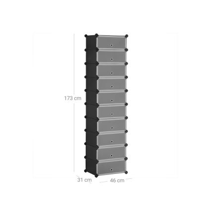 BOXIFY Modular Shelving Unit with Drawers, Black