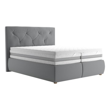 Boxspring bed with mattress and topper ELEN 160x200 cm grey