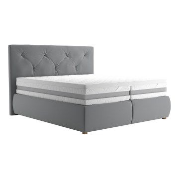 Boxspring bed with mattress and topper ELEN 180x200 cm grey