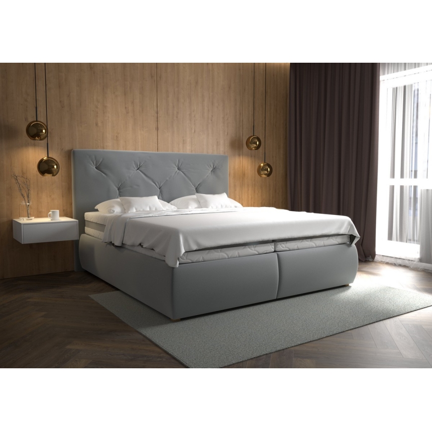 Boxspring bed with mattress and topper ELEN 180x200 cm grey