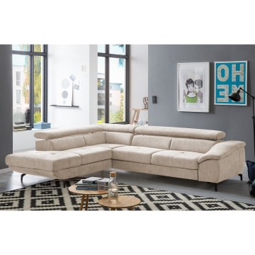 BRESCIA Left-hand L-shaped Corner Sofa Bed with Storage, Beige