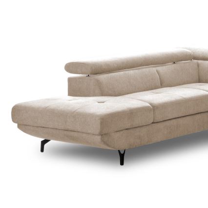 BRESCIA Left-hand L-shaped Corner Sofa Bed with Storage, Beige