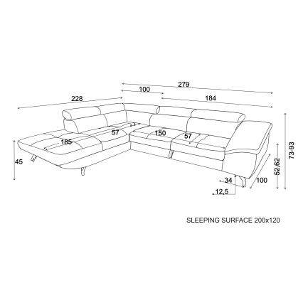 BRESCIA Left-hand L-shaped Corner Sofa Bed with Storage, Beige