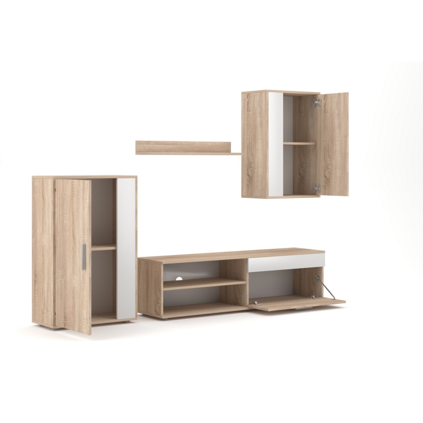 BRICK living room wall unit, Sonoma oak/white