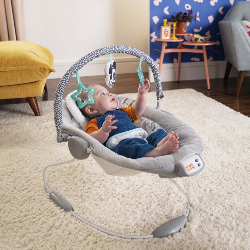 Bright Starts - Baby vibrating lounger with a melody MICKEY MOUSE