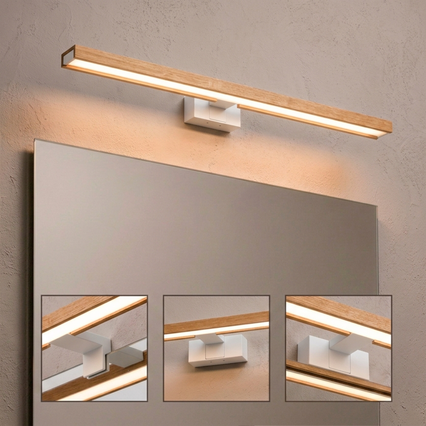 Brilagi - WOODY MIRROR 3-in-1 LED Bathroom Mirror Light 15W/230V 80 cm IP44 White/Oak