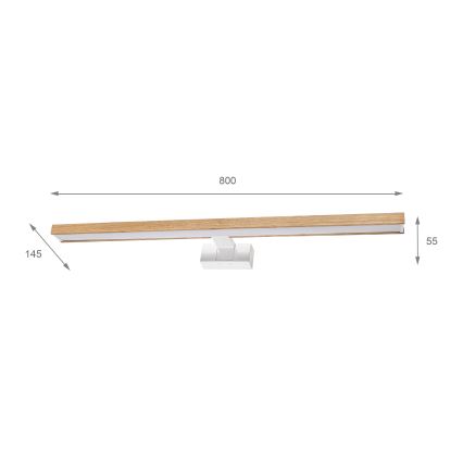 Brilagi - WOODY MIRROR 3-in-1 LED Bathroom Mirror Light 15W/230V 80 cm IP44 White/Oak