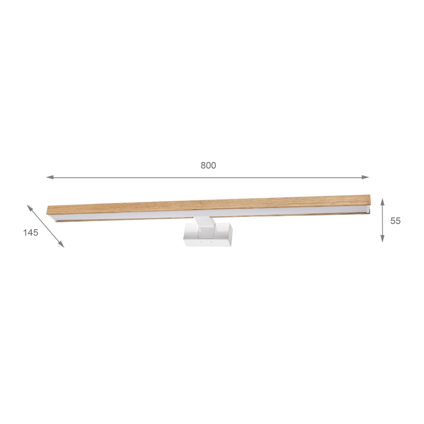 Brilagi - WOODY MIRROR 3-in-1 LED Bathroom Mirror Light 15W/230V 80 cm IP44 White/Oak