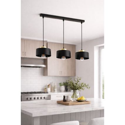 Brilagi - 3-Light Cable Pendant, 3x E27/60W/230V, Black/Gold