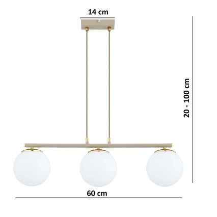 Brilagi - 3-Light Cable Pendant MILO ECRU 3xE27/60W/230V beige/gold