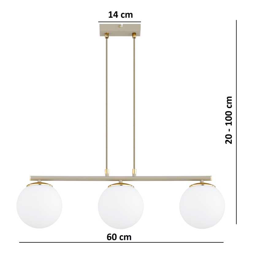 Brilagi - 3-Light Cable Pendant MILO ECRU 3xE27/60W/230V beige/gold