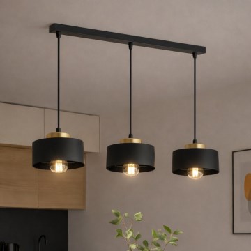 Brilagi - 3-Light Cable Pendant, SPRING 3x E27/60W/230V, Black/Gold