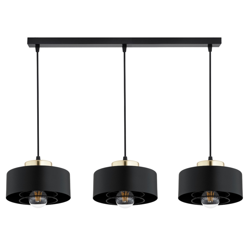 Brilagi - 3-Light Cable Pendant, SPRING 3x E27/60W/230V, Black/Gold