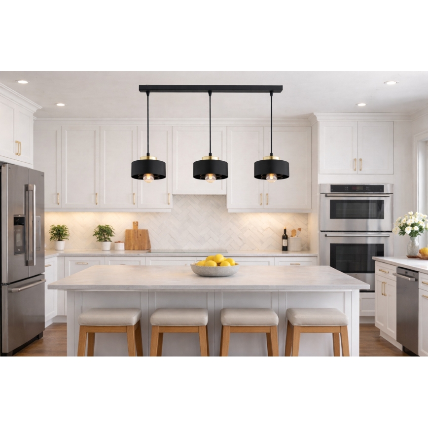 Brilagi - 3-Light Cable Pendant, SPRING 3x E27/60W/230V, Black/Gold